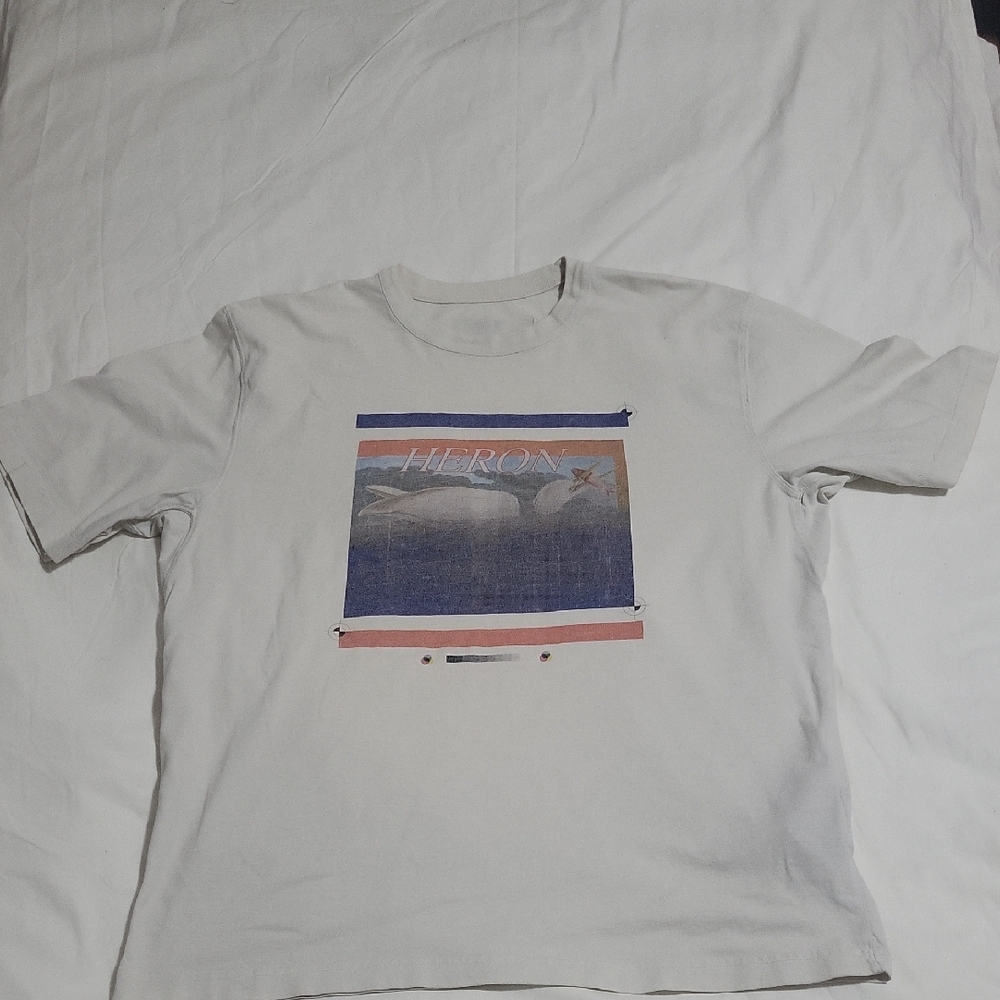Heron Preston White and Blue Graphic Tee